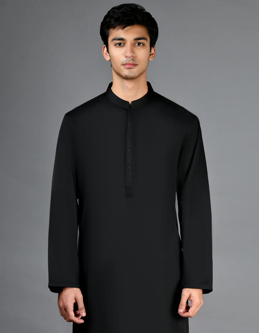 BLACK BLENDED KAMEEZ SHALWAR | JJKS-A-30778-R32-AP/S24/JJ8733-PN - Image 2