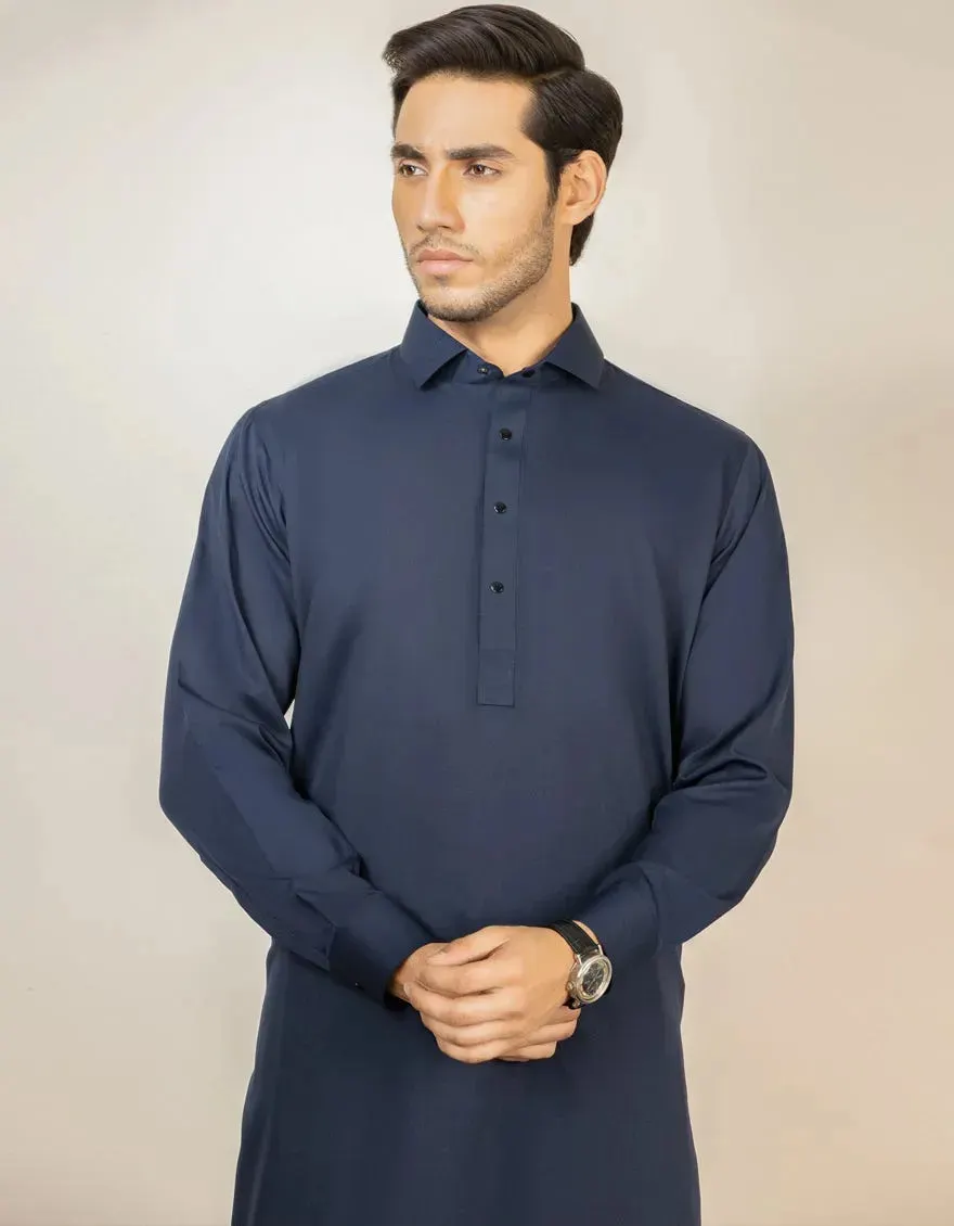 NAVY BLUE BLENDED KAMEEZ SHALWAR | JJKS-A-30779-R41-AP/S25/JJ10252-PN - Image 2