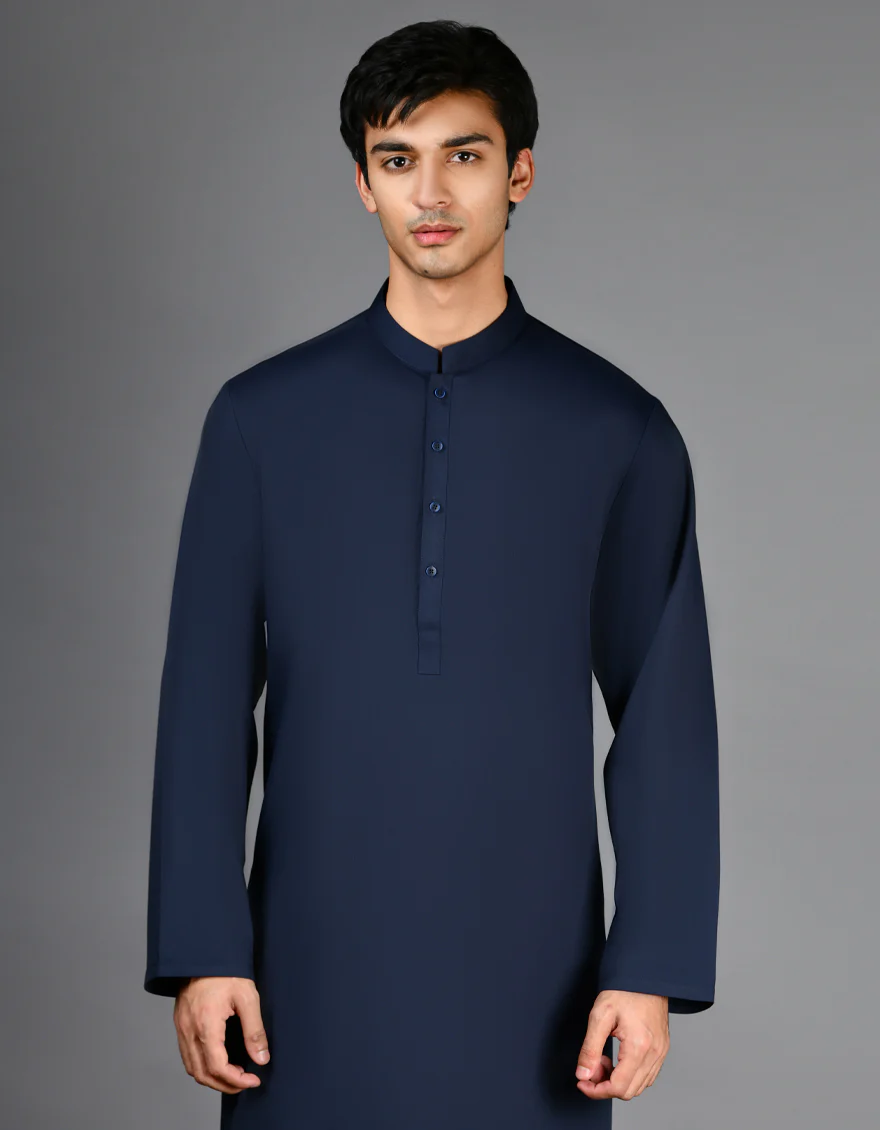 NAVY BLUE BLENDED KAMEEZ SHALWAR | JJKS-A-30780-R36-AP/S24/JJ9664-PN - Image 2