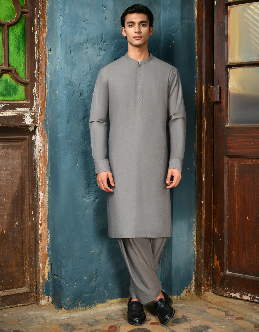 GREY COTTON KAMEEZ SHALWAR | JJKS-A-32930/S24/JJ8986-PN