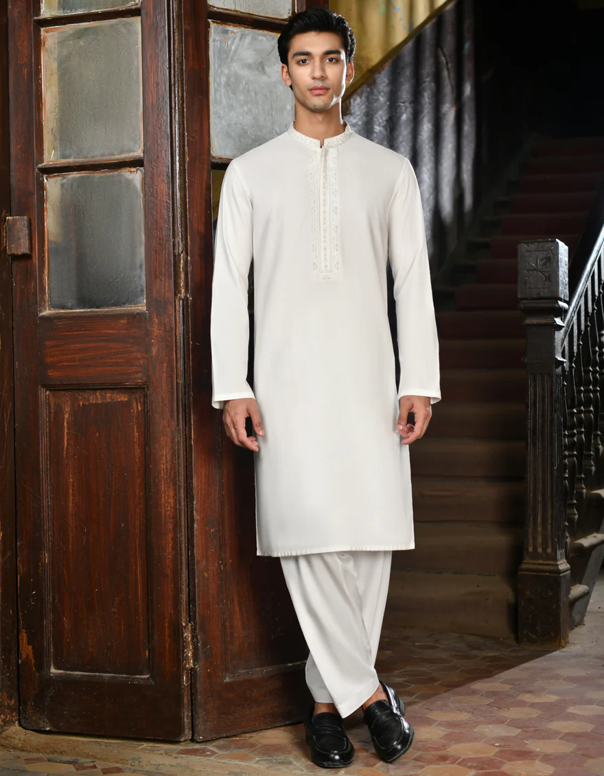 WHITE BLENDED KAMEEZ SHALWAR | JJKS-A-32935/S24/JJ9252-FL