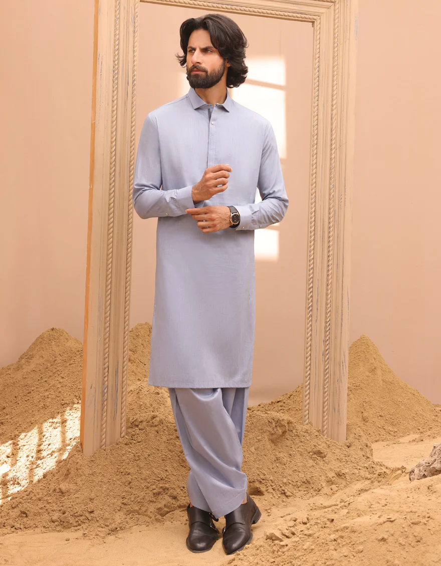 BLUE COTTON KAMEEZ SHALWAR | JJKS-A-32962/S24/JJ9343-CL