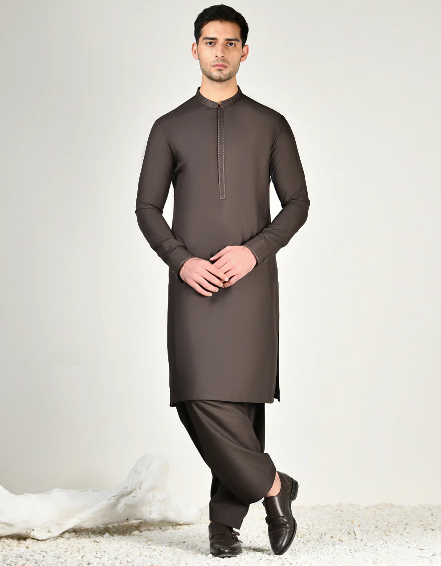 BROWN BLENDED KAMEEZ SHALWAR | JJKS-A-32988/S24/JJ9346-SF