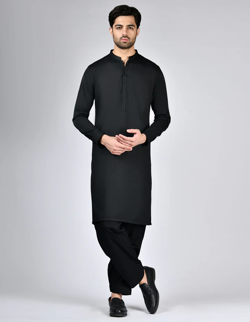 BLACK BLENDED KAMEEZ SHALWAR | JJKS-A-33085/S24/JJ9364-SF