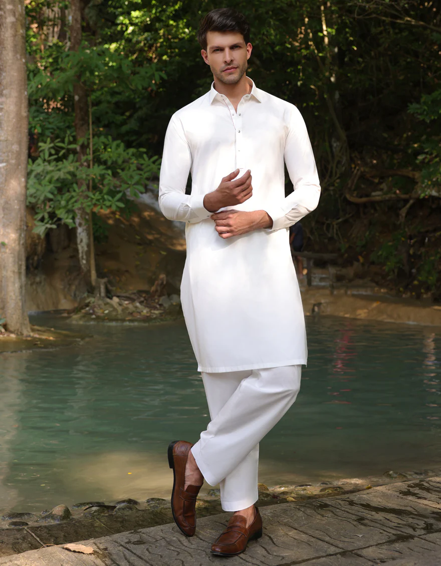 WHITE BLENDED KAMEEZ SHALWAR | JJKS-A-33243/S25/JJ9