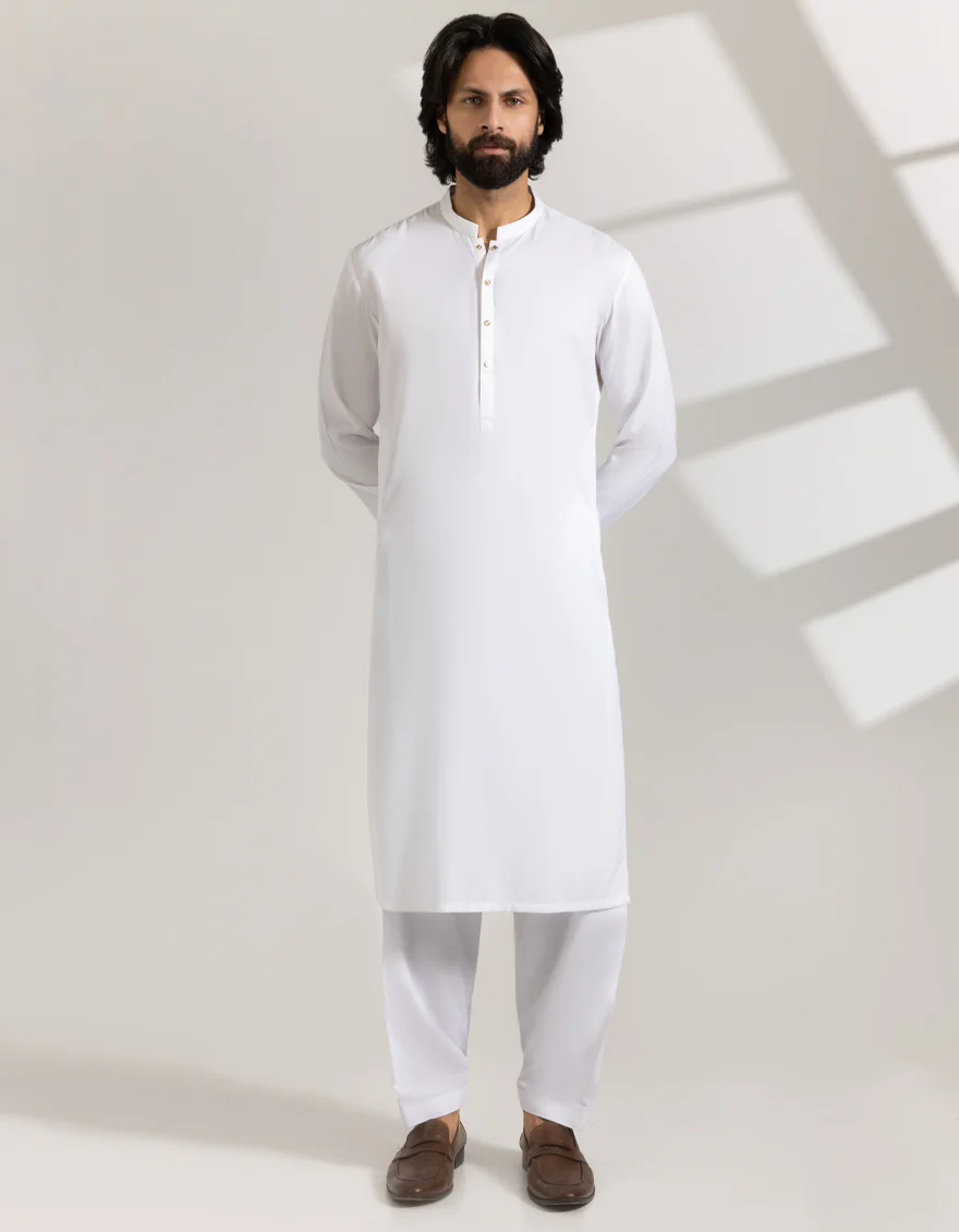 WHITE BLENDED KAMEEZ SHALWAR | JJKS-A-33457/S25/JJ9663-PN