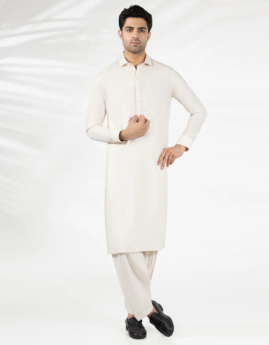 CREAM BLENDED KAMEEZ SHALWAR | JJKS-A-33469/S25/JJ9823-CL