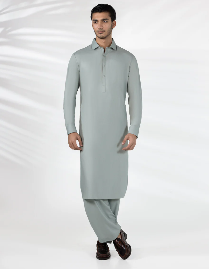 LIGHT GREEN BLENDED KAMEEZ SHALWAR | JJKS-A-33482/S25/JJ9823-CL