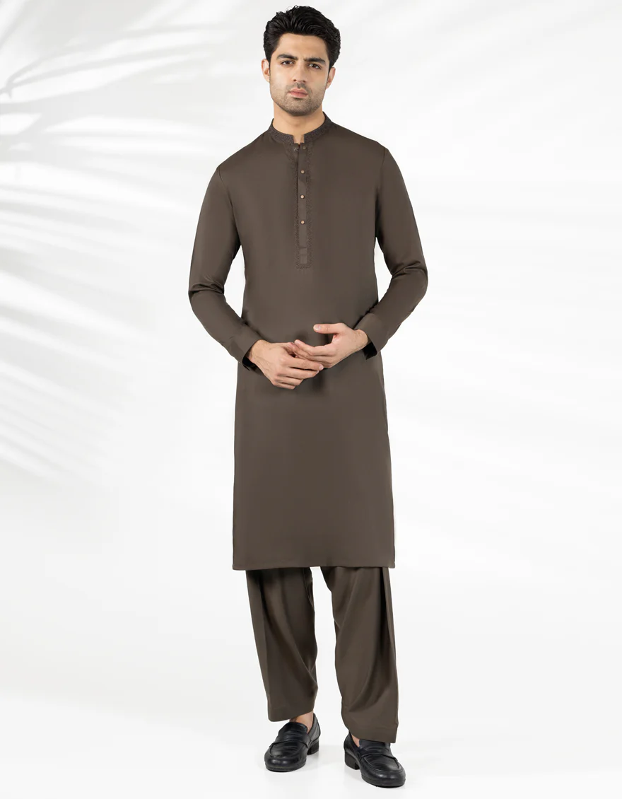 BROWN BLENDED KAMEEZ SHALWAR | JJKS-A-33483/S25/JJ9856-SF