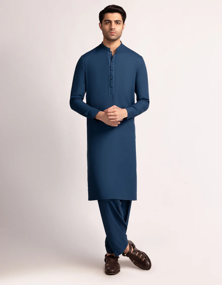 BLUE BLENDED KAMEEZ SHALWAR | JJKS-A-33641/S25/JJ10082-SF