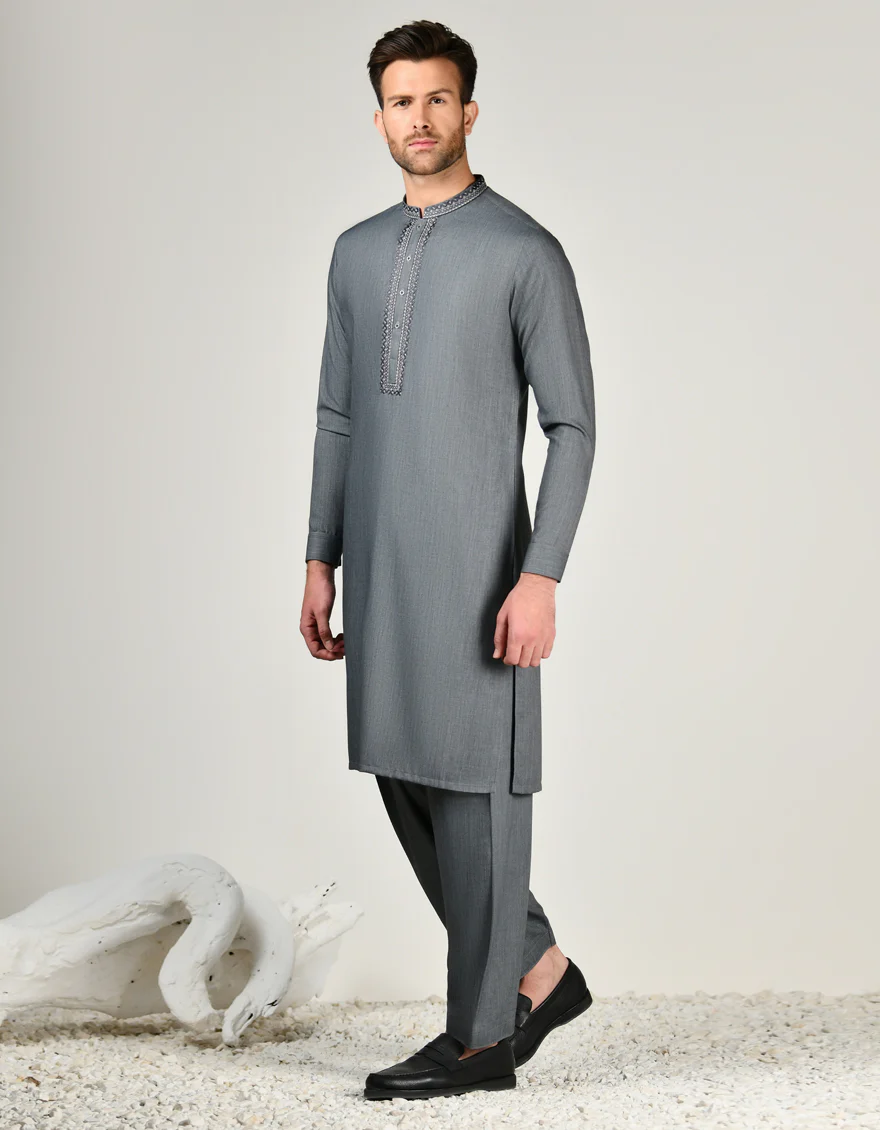 GREY BLENDED KAMEEZ SHALWAR | JJKS-A-34771/S24/JJ9378-SF