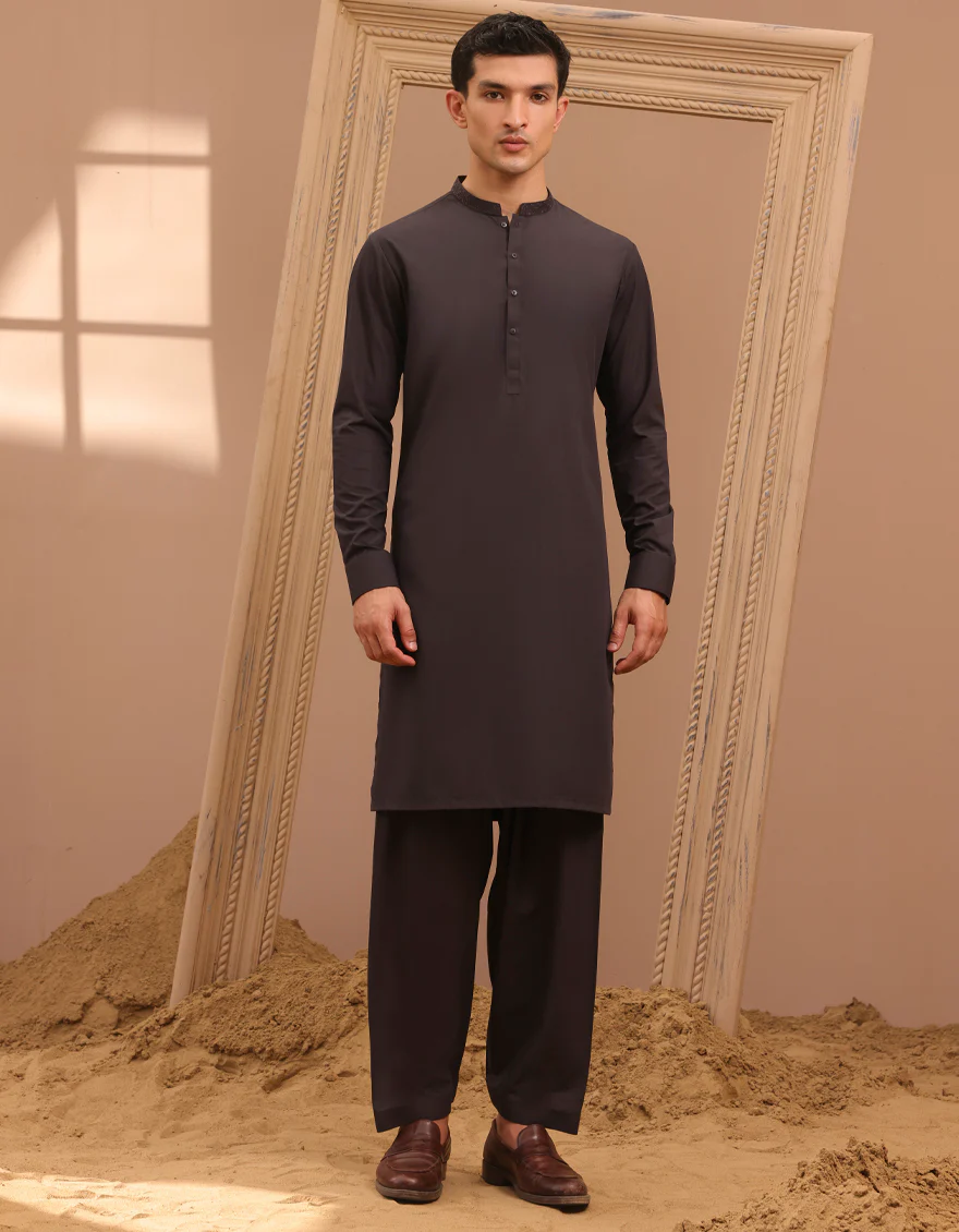 BROWN BLENDED KAMEEZ SHALWAR | JJKS-A-37889/S24/JJ9362-SF