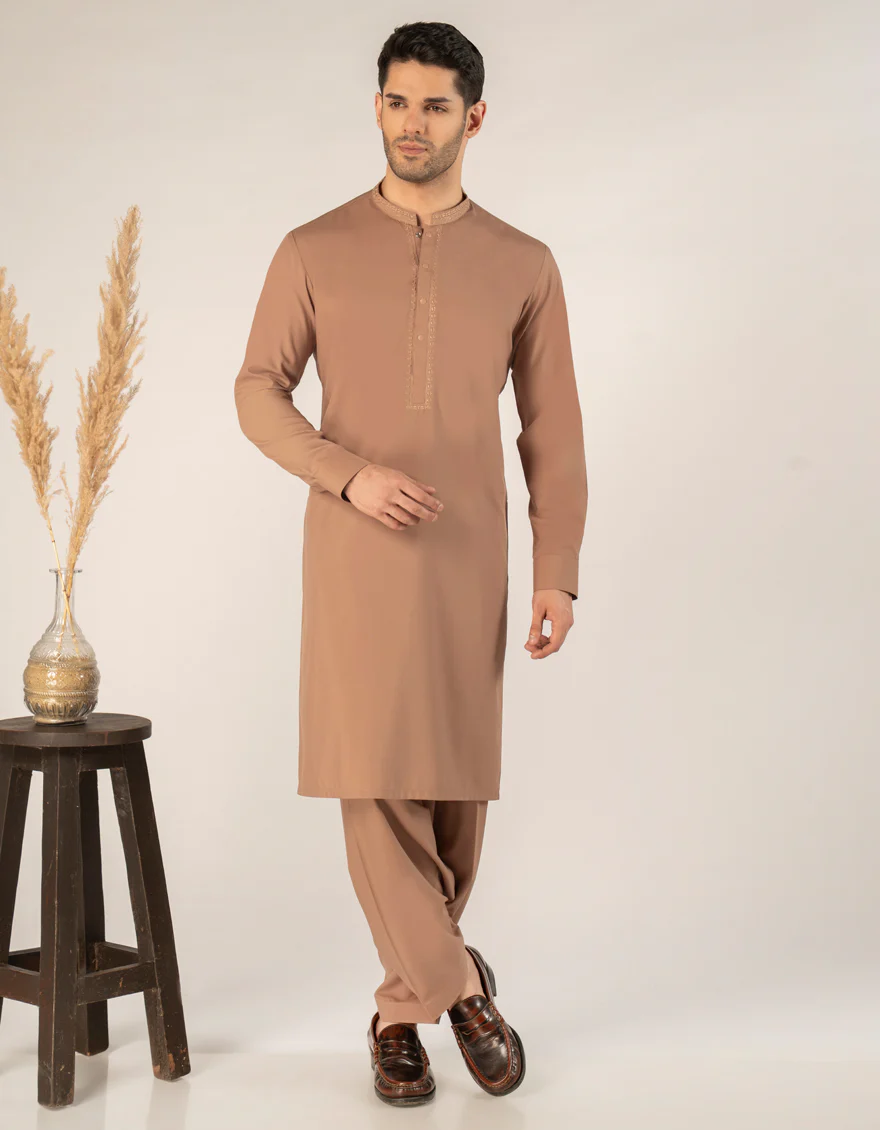 BROWN BLENDED KAMEEZ SHALWAR | JJKS-A-46666/S25/JJ9818-SF