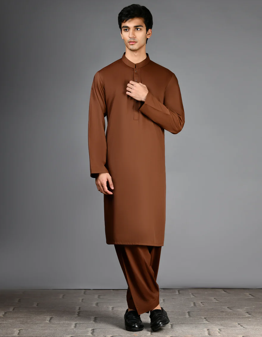 BROWN BLENDED KAMEEZ SHALWAR | JJKS-A-47006-R9-AP/S24/JJ9664-PN