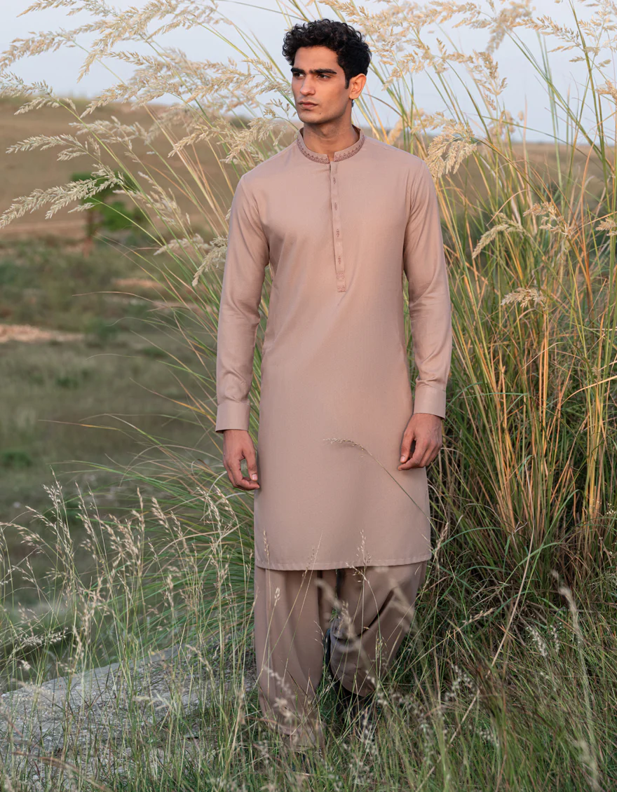 LIGHT BROWN BLENDED KAMEEZ SHALWAR | JJKS-A-47338/S24/JJ9922-SF