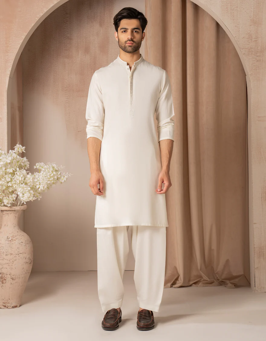 WHITE BLENDED KAMEEZ SHALWAR | JJKS-A-47443/S25/JJ9899-FL