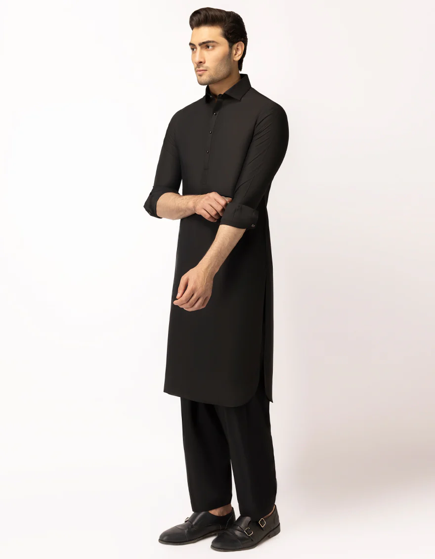 BLACK BLENDED KAMEEZ SHALWAR | JJKS-A-47557/S25/JJ10237-CL