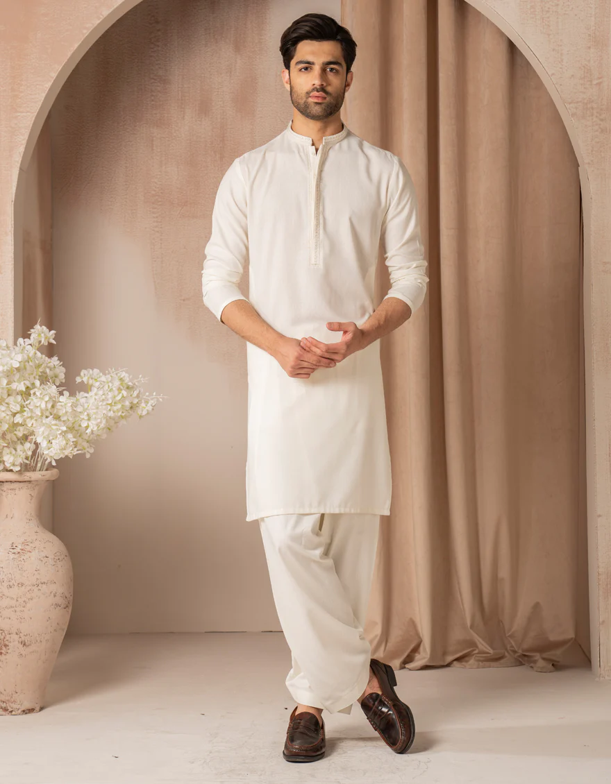 WHITE BLENDED KAMEEZ SHALWAR | JJKS-A-50188/S25/JJ9899-FL