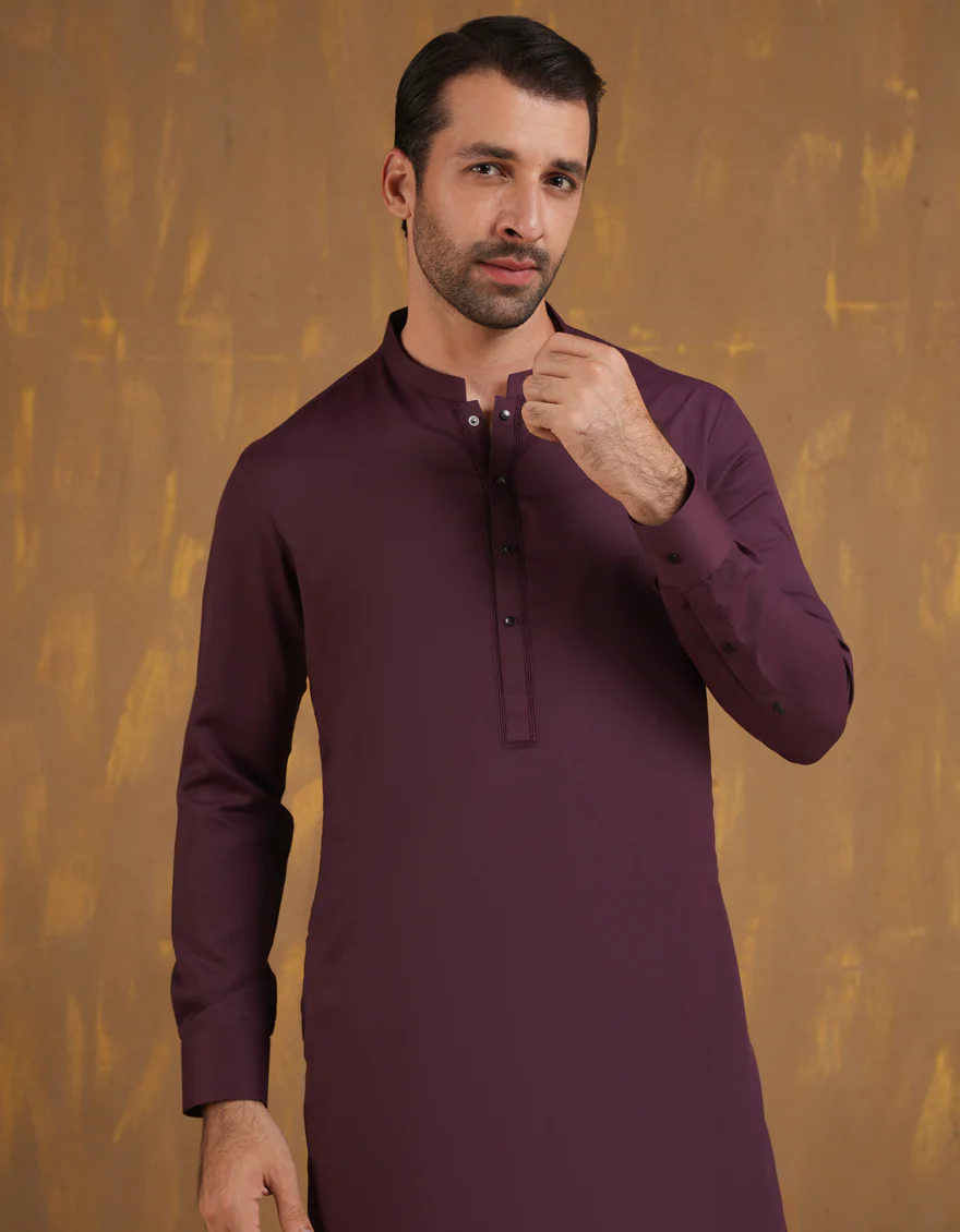 MAROON BLENDED KAMEEZ SHALWAR | JJKS-A-90502/S24/JJ9663-SF