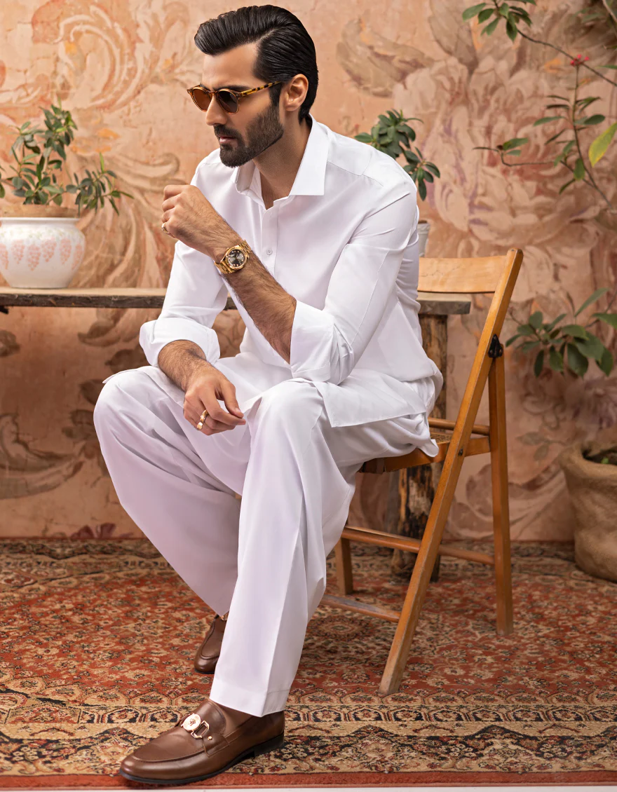 WHITE BLENDED KAMEEZ SHALWAR | JJKS-A-US-30727-R16-AP/S23/JJ8732-PN - Image 3