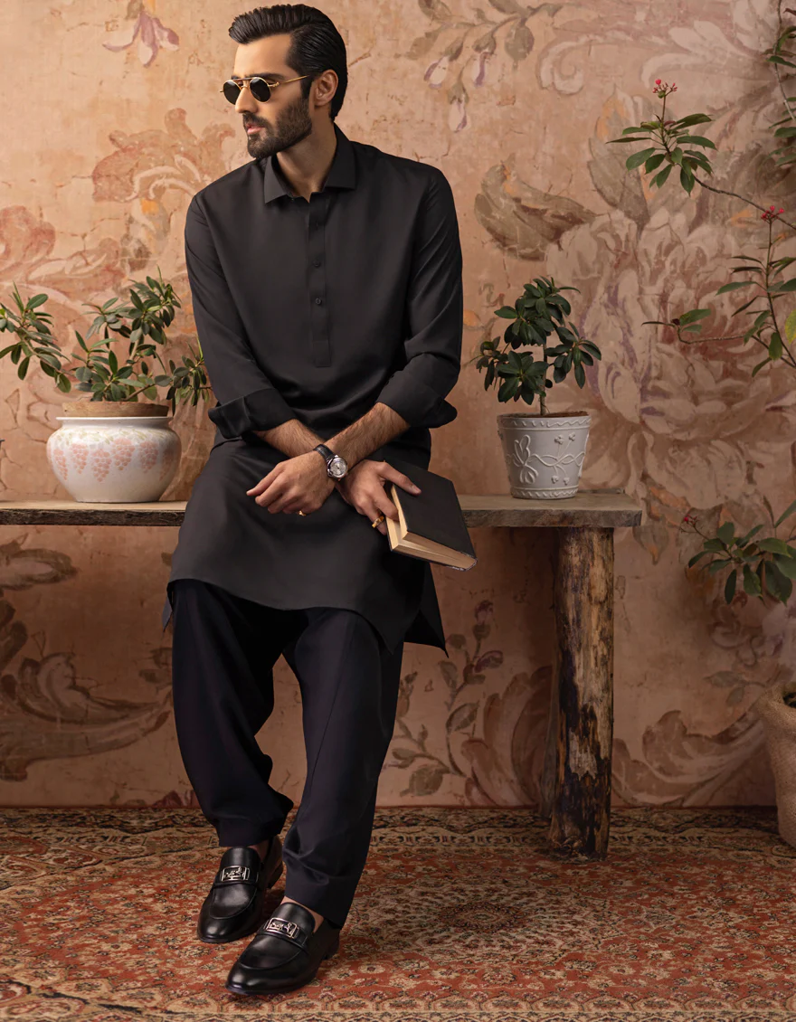 BLACK BLENDED KAMEEZ SHALWAR | JJKS-A-US-30729-R26-AP/S23/JJ8733-PN - Image 4