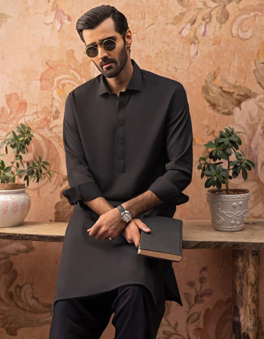 BLACK BLENDED KAMEEZ SHALWAR | JJKS-A-US-30729-R26-AP/S23/JJ8733-PN - Image 5