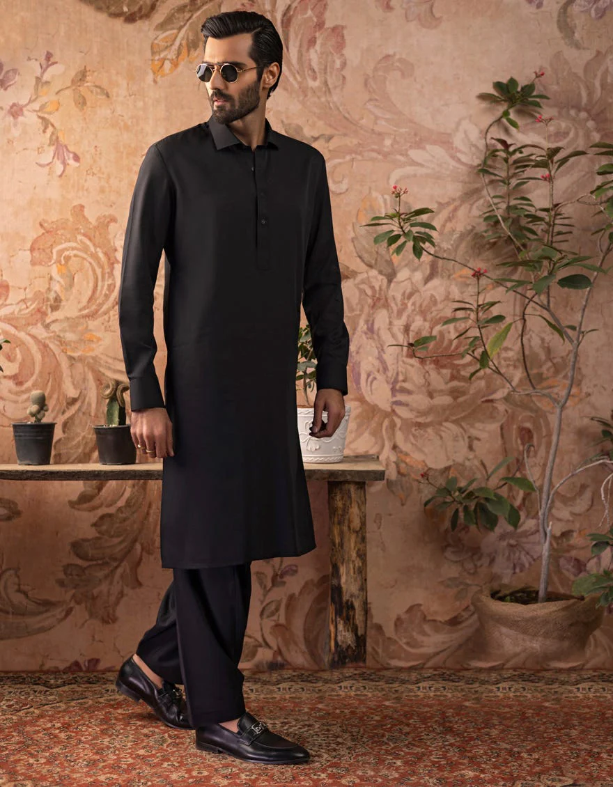 BLACK BLENDED KAMEEZ SHALWAR | JJKS-A-US-30729-R27-AP/S23/JJ8733-PN