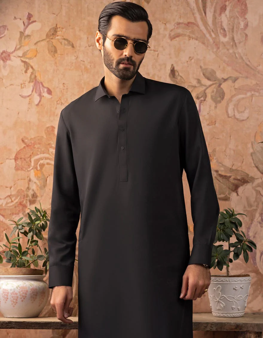 BLACK BLENDED KAMEEZ SHALWAR | JJKS-A-US-30729-R27-AP/S23/JJ8733-PN - Image 3