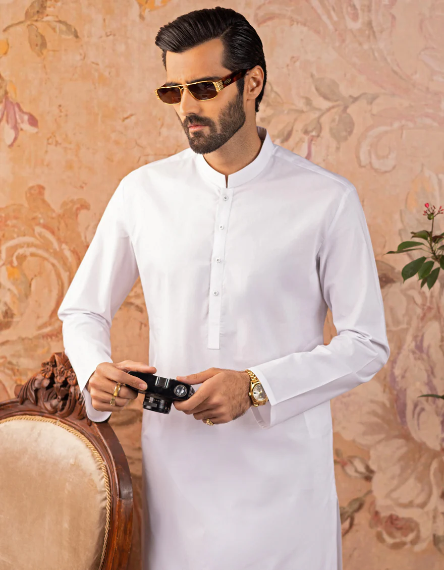 WHITE COTTON WHITE KAMEEZ SHALWAR | JJKS-A-US-30730-R13-AP/S23/JJ6922-PN - Image 3