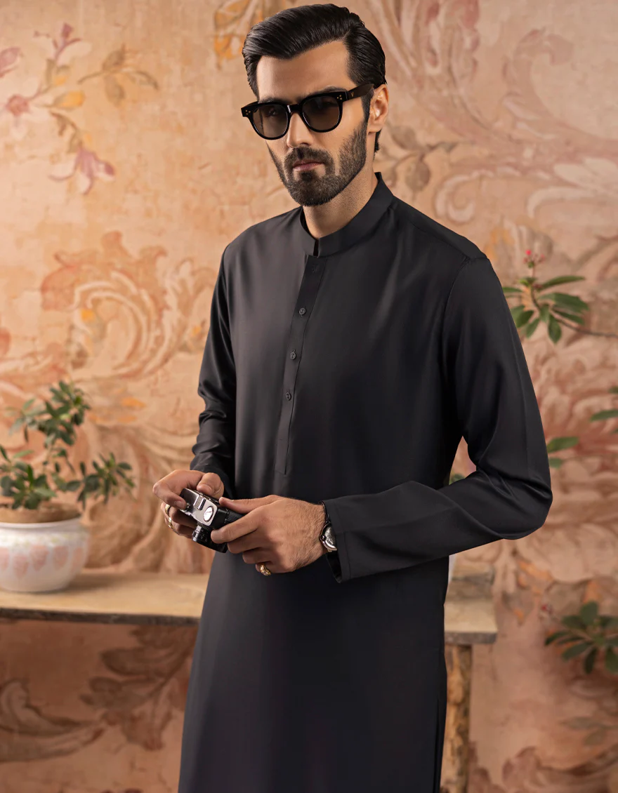 BLACK BLENDED KAMEEZ SHALWAR | JJKS-A-US-30778-R29-AP/S23/JJ8733-PN - Image 2