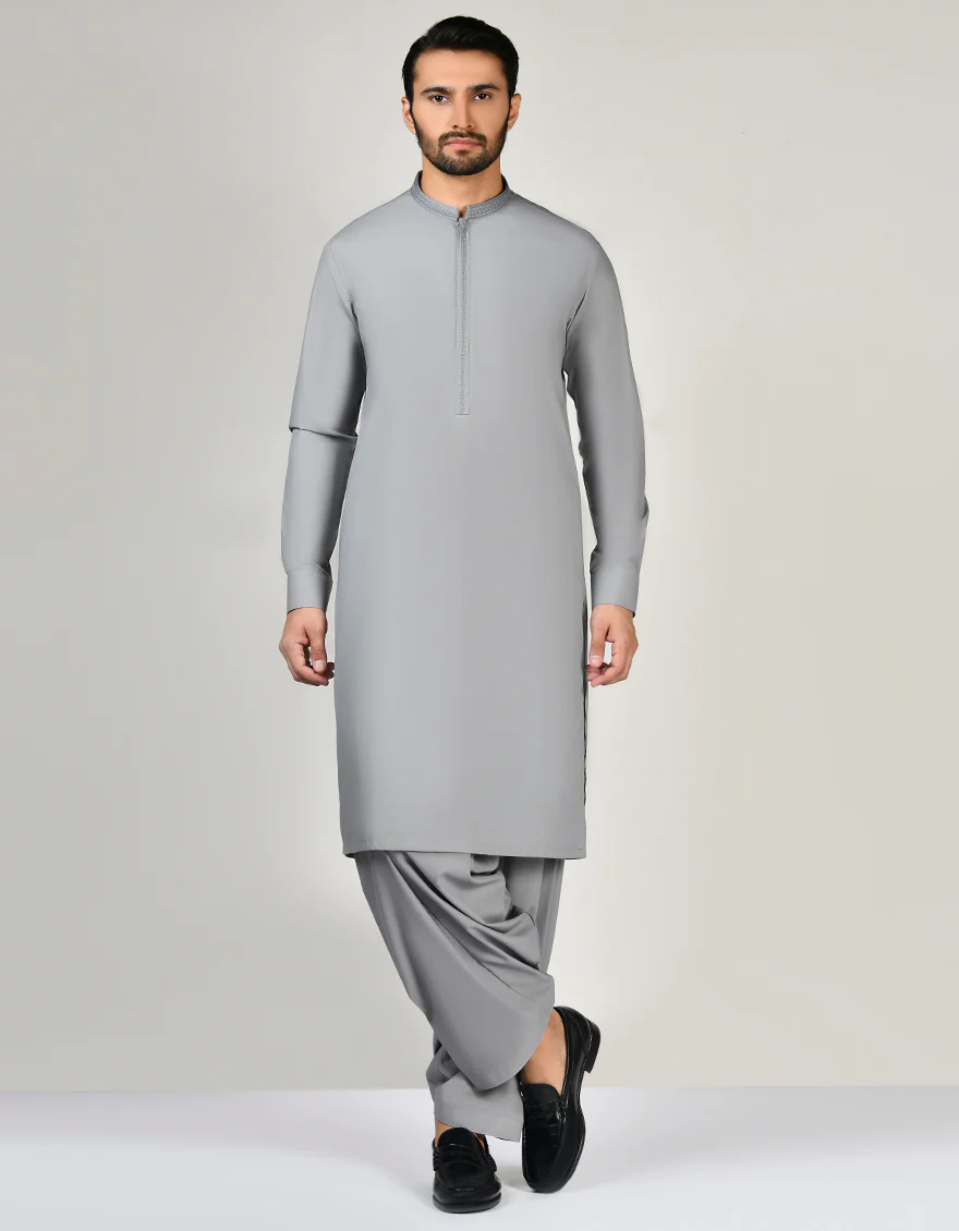 GREY BLENDED KAMEEZ SHALWAR | JJKS-A-US-32860/S23/JJ8713-SF