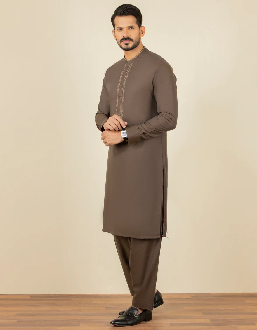 COFFEE BROWN BLENDED KAMEEZ SHALWAR | JJKS-A-US-34218/S22/JJ7627-SF