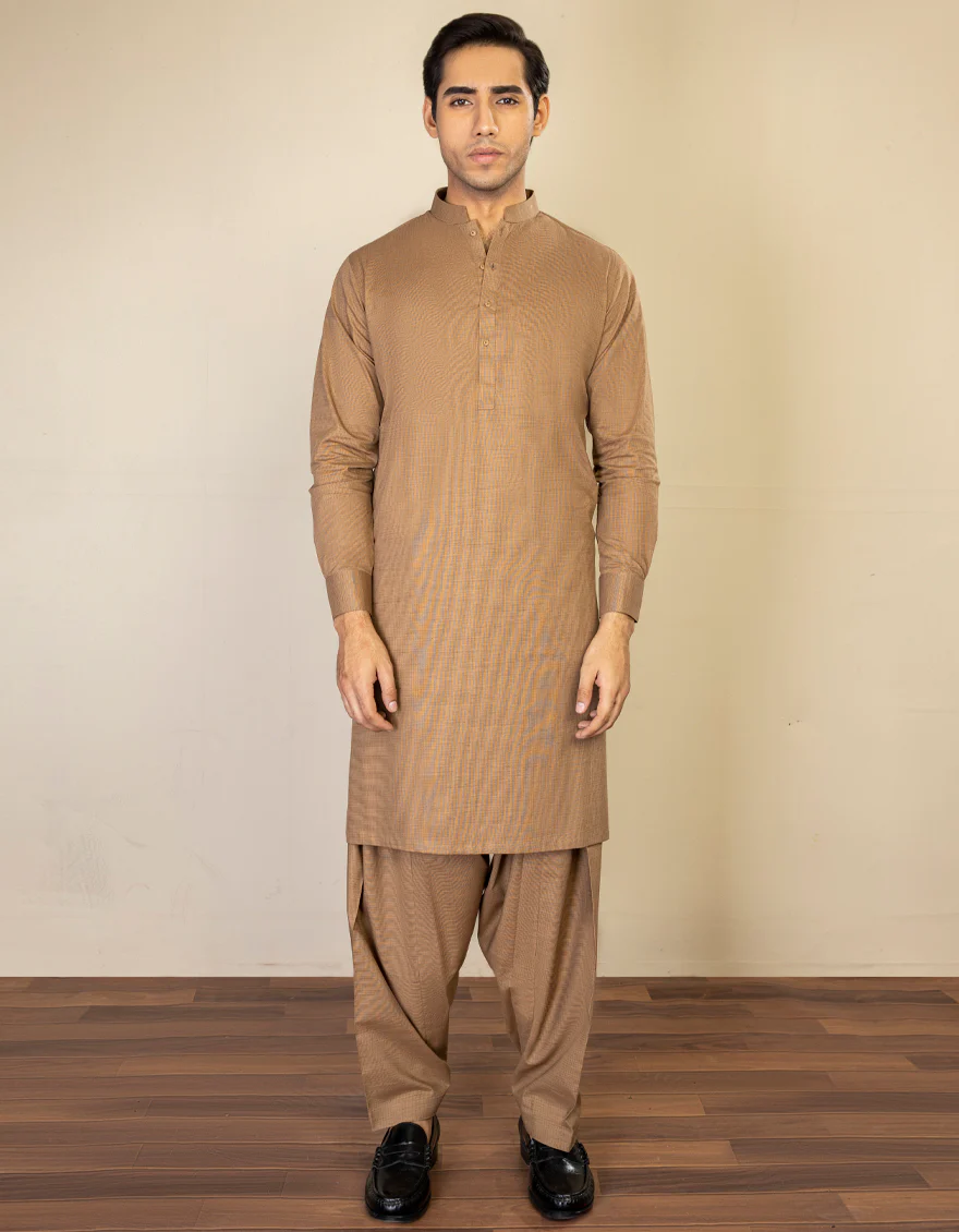 HATCHED RUST COTTON KAMEEZ SHALWAR | JJKS-A-US-34256/W22/JJ8326-CL