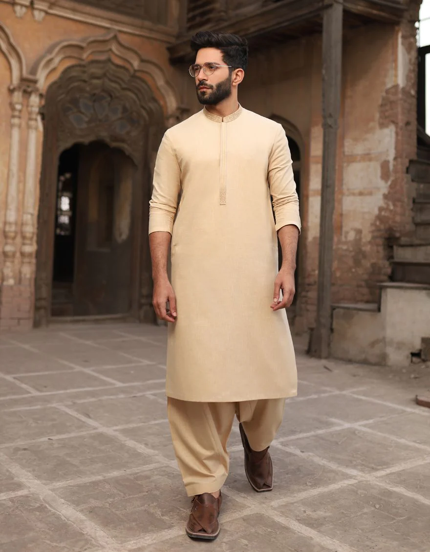 LIGHT BEIGE KAMEEZ SHALWAR | JJKS-A-US-36701/S21/JJ6949