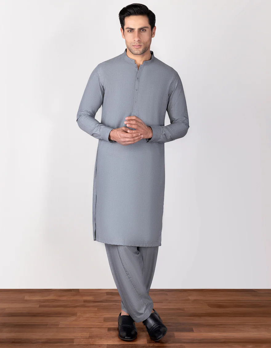 GREY COTTON KAMEEZ SHALWAR | JJKS-A-US-37696/S23/JJ7673-CL