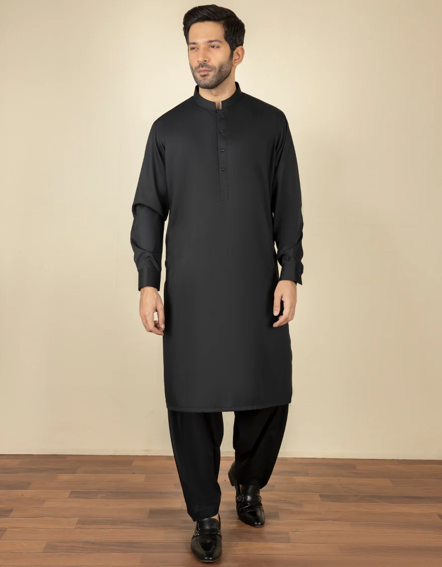 BLACK BLENDED BLACK KAMEEZ SHALWAR | JJKS-A-US-40351-R2-AP/S23/JJ8733-PN