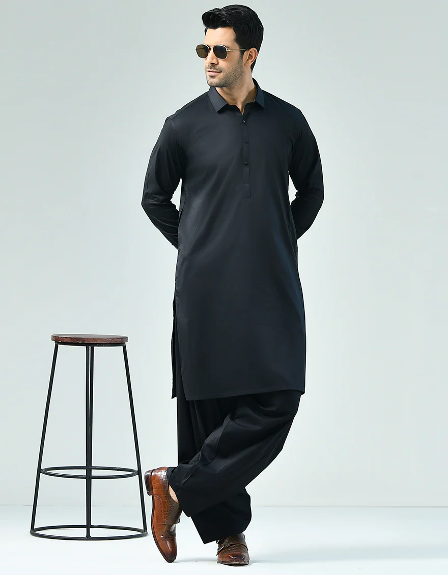 BLACK COTTON KAMEEZ SHALWAR | JJKS-A-US-42389/S22/JJ7544-CL