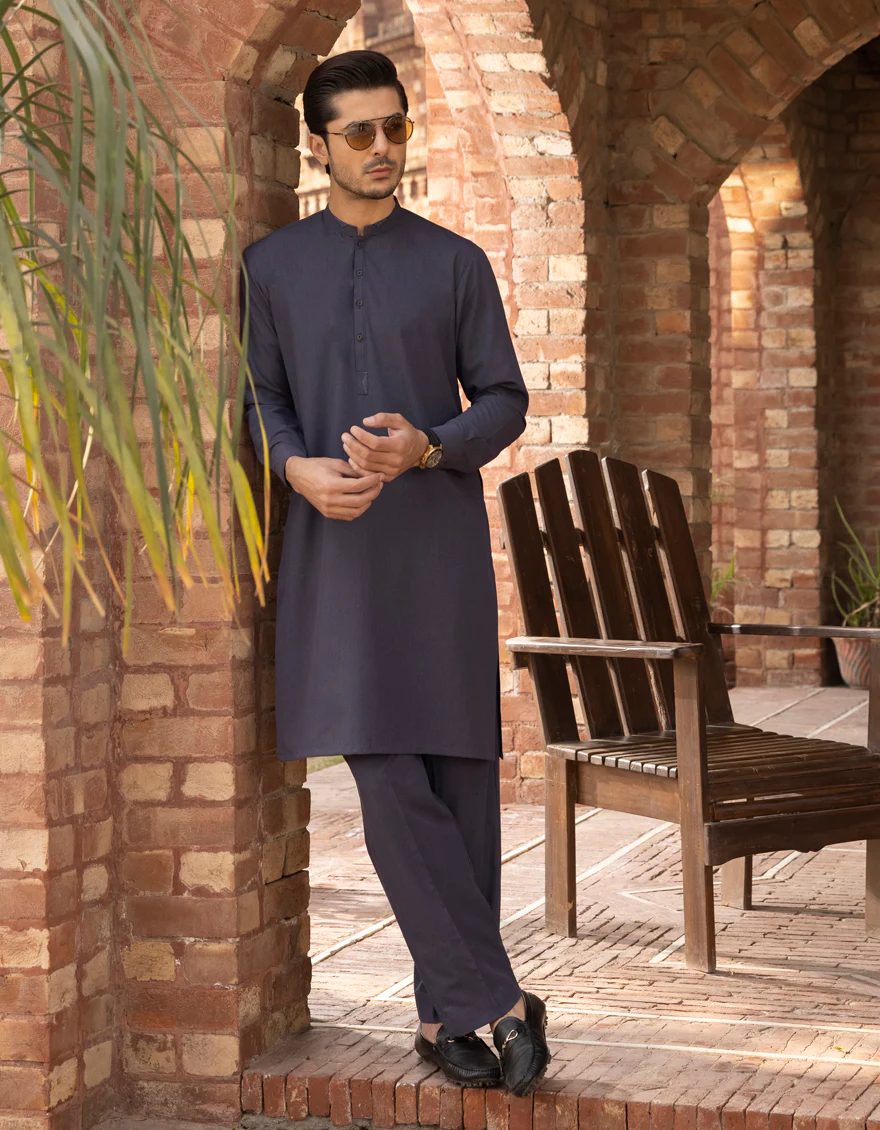 DENIM BLUE VISCOSE KAMEEZ SHALWAR | JJKS-A-US-43068/S22/JJ8105-CL