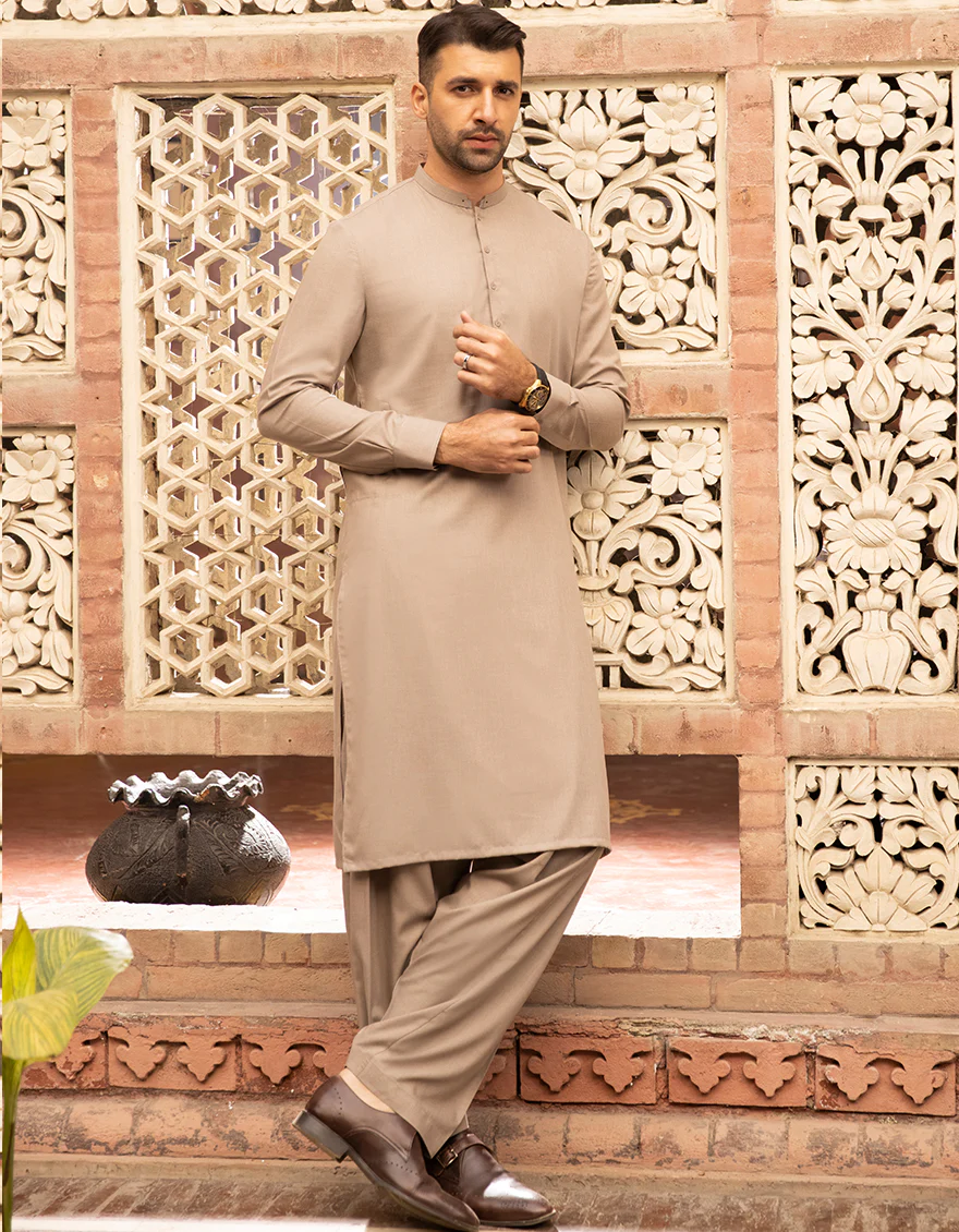 LIGHT BROWN BLENDED KAMEEZ SHALWAR | JJKS-A-US-43069/S22/JJ8154-CL