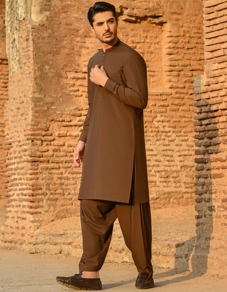BROWN BLENDED KAMEEZ SHALWAR | JJKS-A-US-43071/S22/JJ8121-CL
