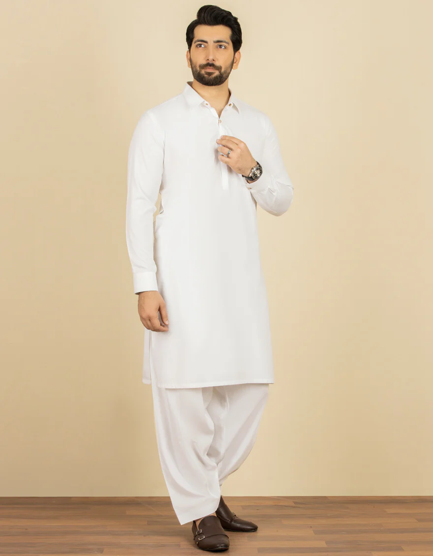 WHITE BLENDED KAMEEZ SHALWAR | JJKS-A-US-44029/S22/JJ8346-PN