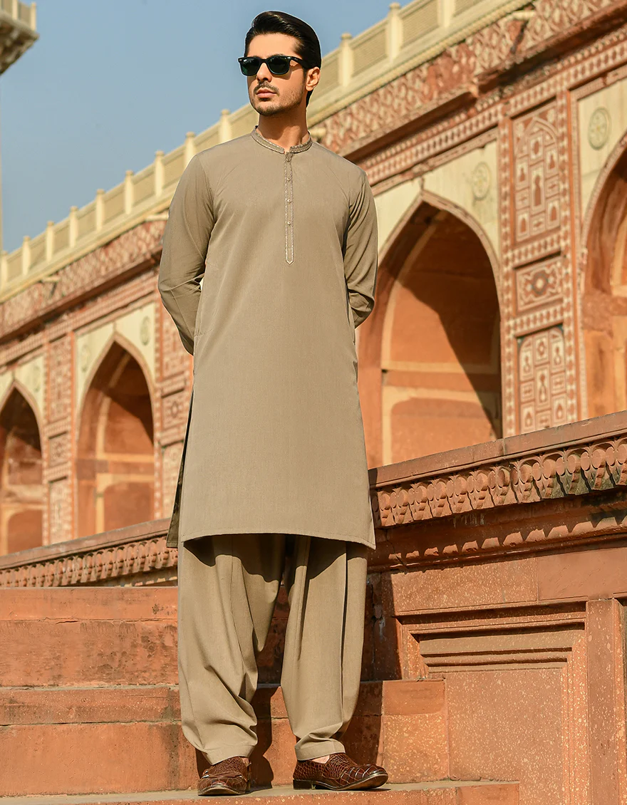 MUD BROWN VISCOSE KAMEEZ SHALWAR | JJKS-A-US-44036/S22/JJ8122-SF