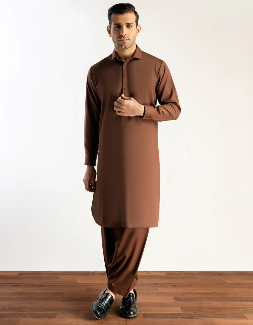 BROWN BLENDED KAMEEZ SHALWAR | JJKS-A-US-47005-R2-AP/A23/JJ8733-PN