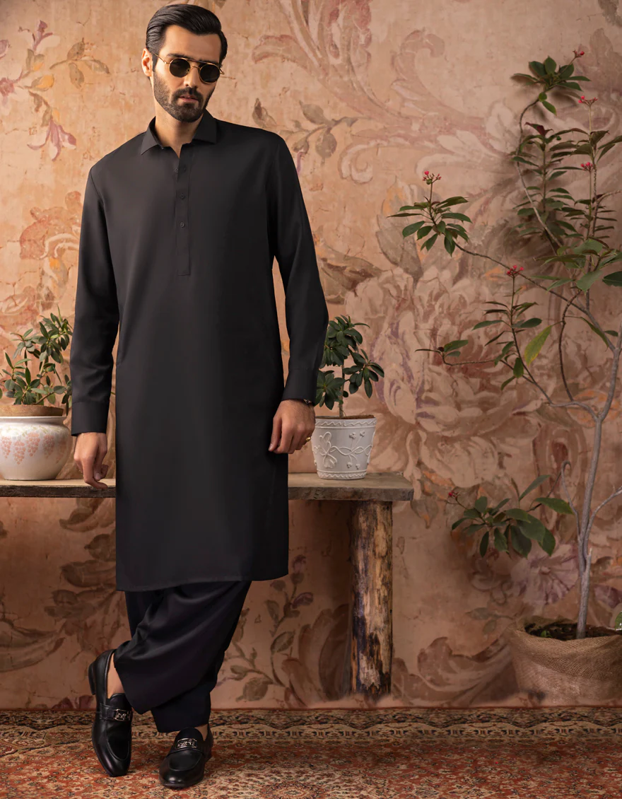 BLACK BLENDED KAMEEZ SHALWAR | JJKS-S-30729-R31-AP/