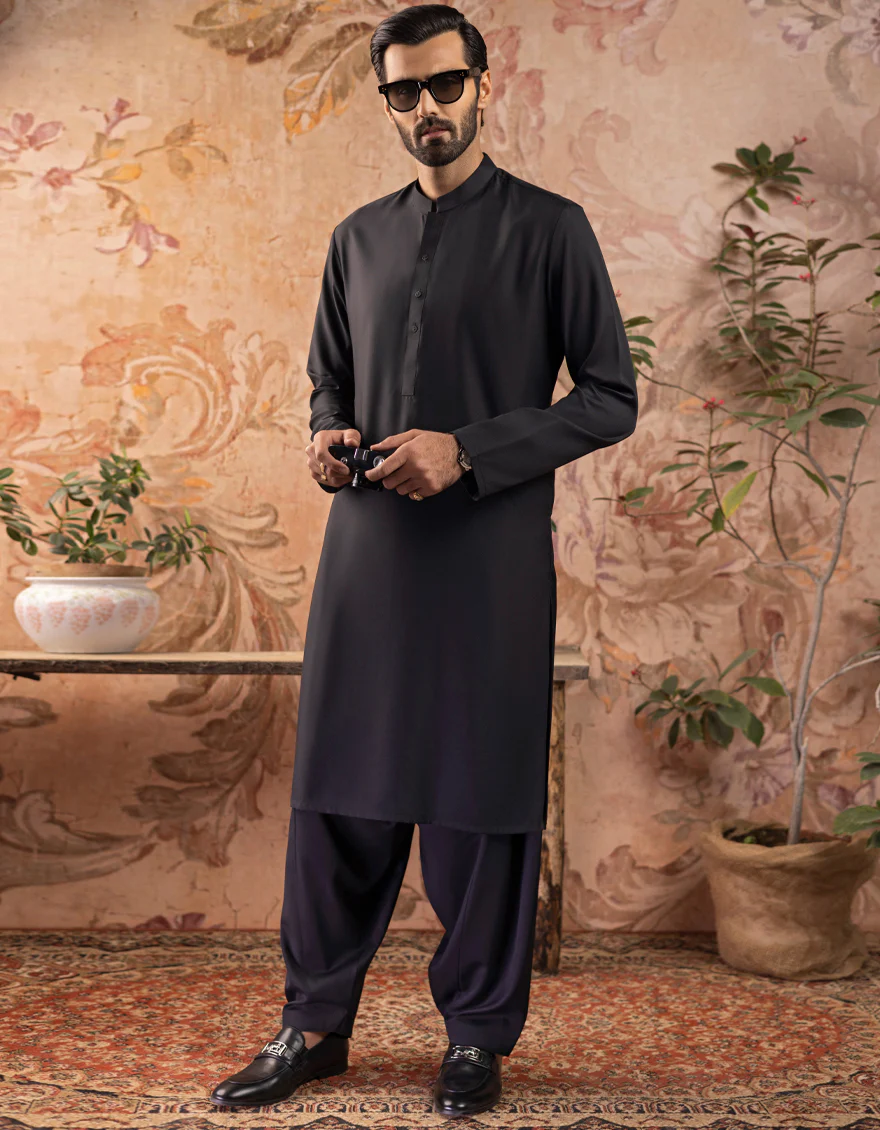 BLACK BLENDED KAMEEZ SHALWAR | JJKS-S-30778-R31-AP/ - Image 3