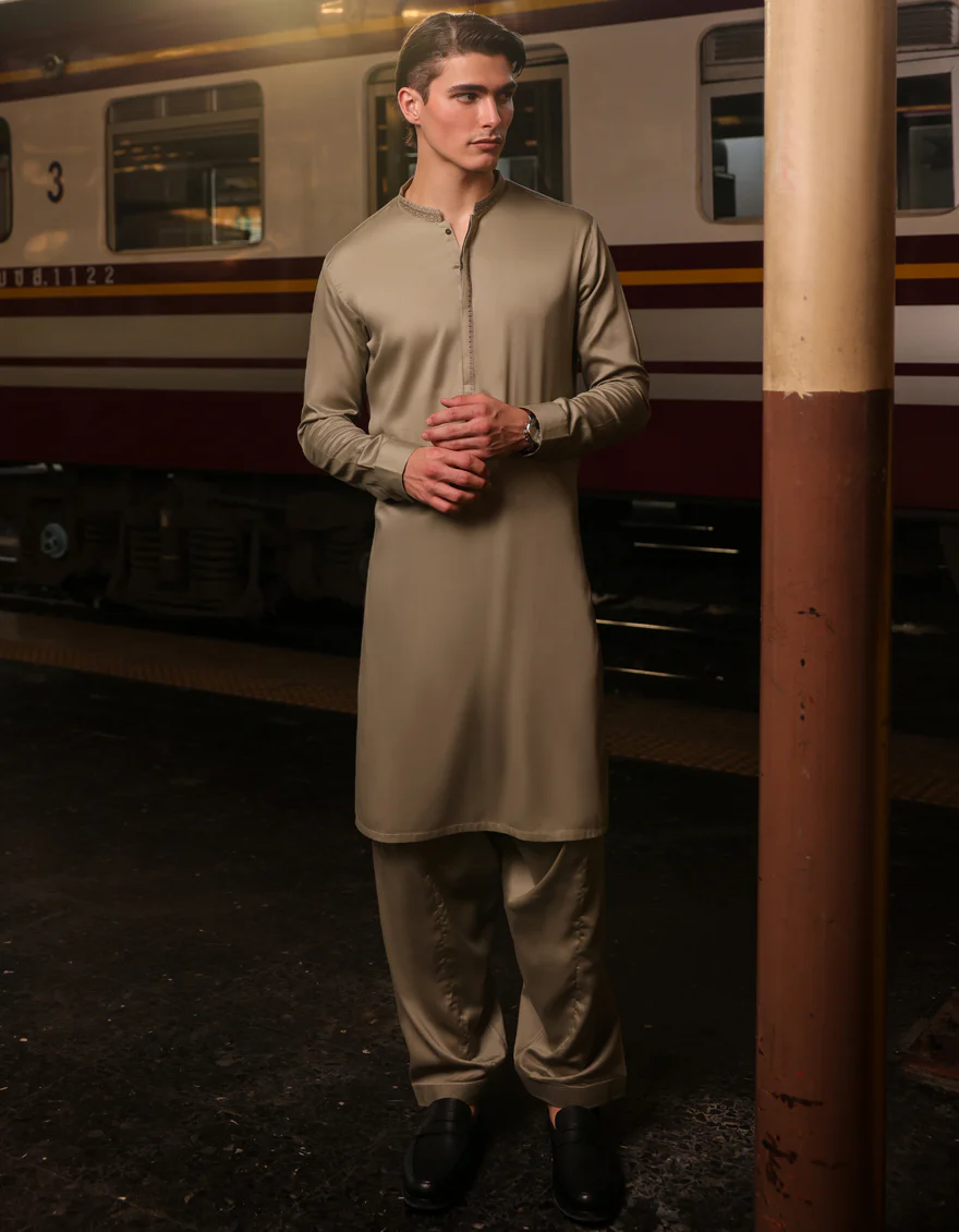 SAGE GREEN COTTON KAMEEZ SHALWAR | JJKS-S-32884/S24/JJ9014-SF