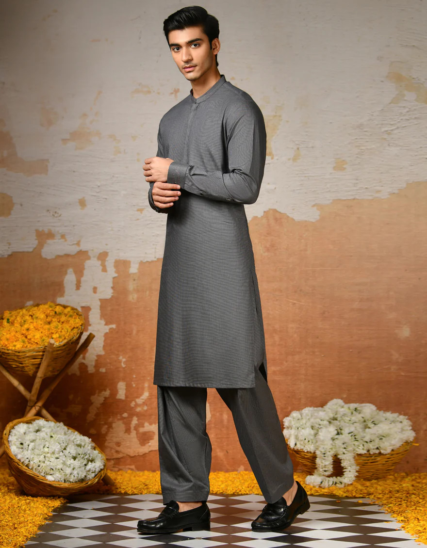 GREY COTTON KAMEEZ SHALWAR | JJKS-S-32893/S24/JJ8