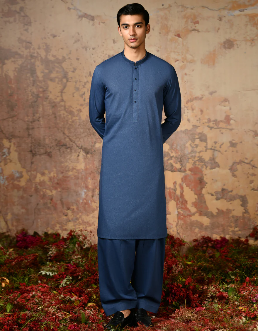 BLUE BLENDED KAMEEZ SHALWAR | JJKS-S-37844/S24/JJ9255-SF