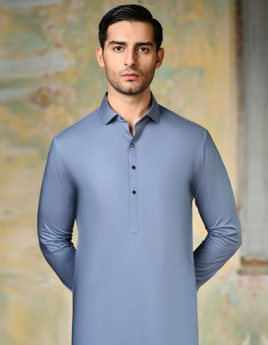 GREY COTTON KAMEEZ SHALWAR | JJKS-S-37854/S24/JJ8776-PN - Image 2