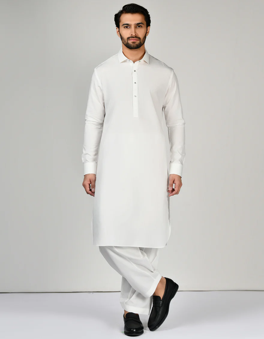 WHITE COTTON KAMEEZ SHALWAR | JJKS-S-47165/S24/JJ7